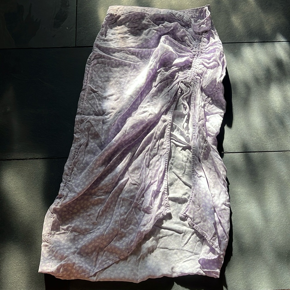 Purple and white flower midi high slit skirt